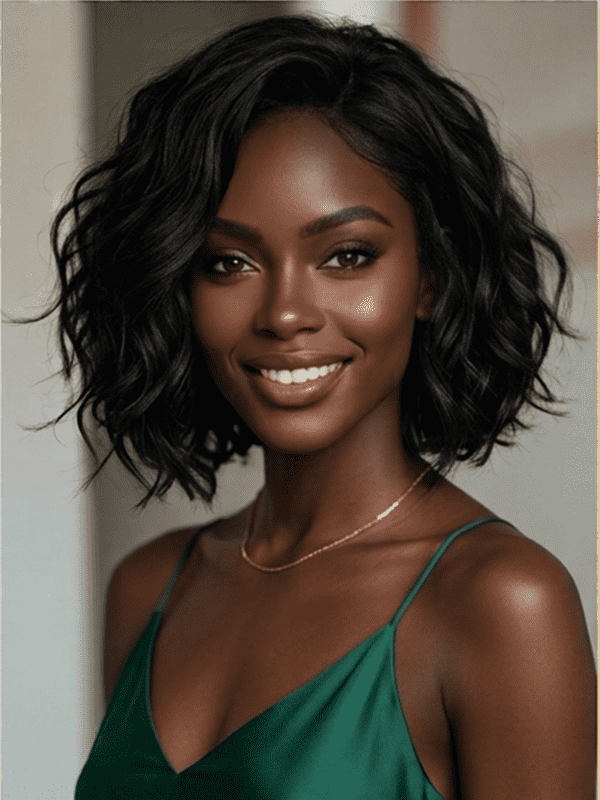 Burgundy Wine Highlight Wavy Bob Wig | 100% Human Hair Lace Front Wig