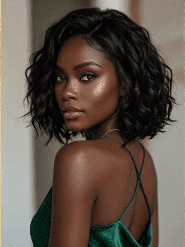 Burgundy Wine Highlight Wavy Bob Wig | 100% Human Hair Lace Front Wig