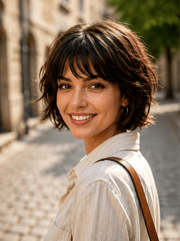 Pixie Cut Bangs Short Wig Machine Made Real Human Hair Wigs
