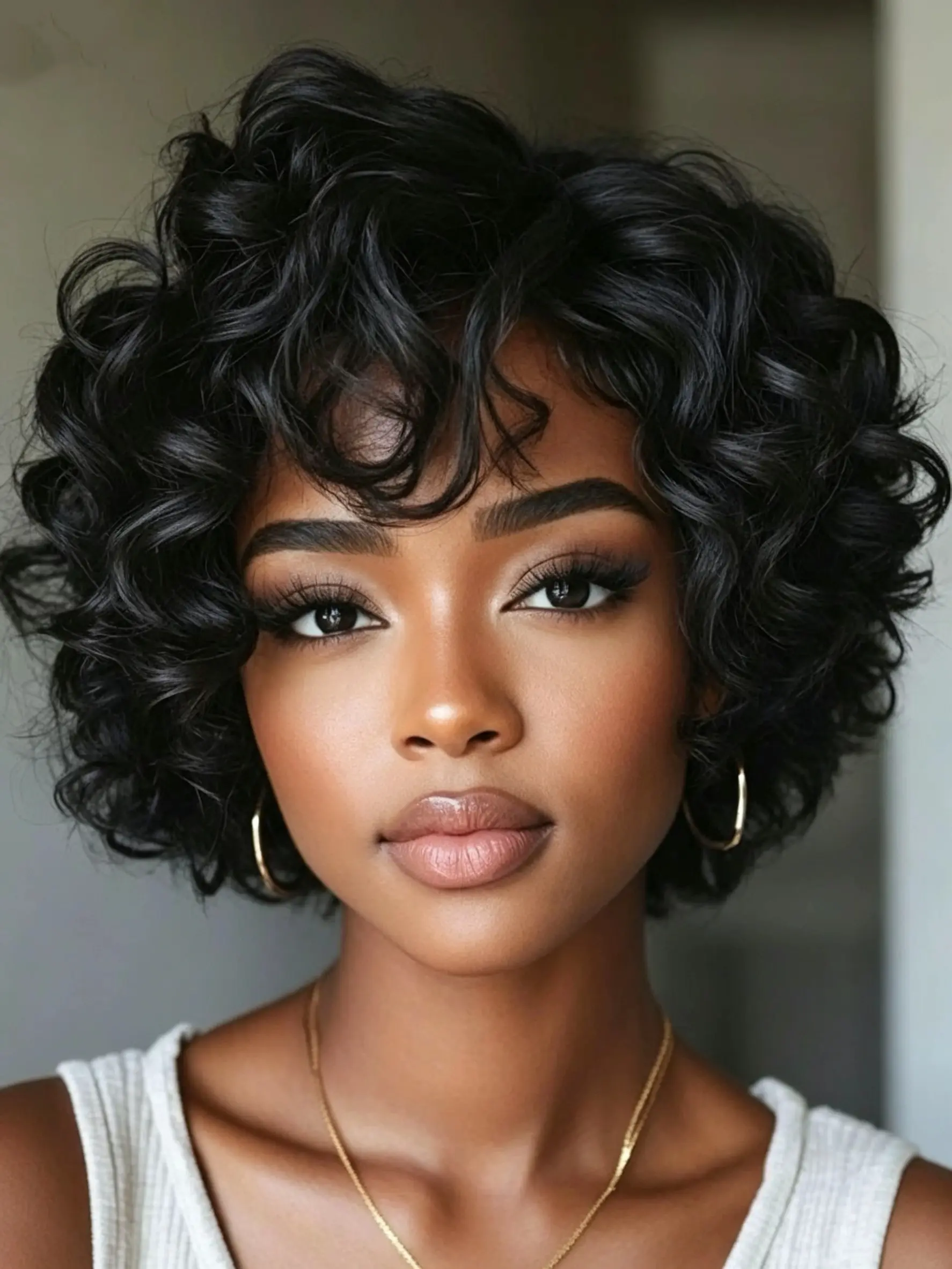 Pixie Cut Curly Bob Wig Machine Made Real Human Hair Wigs