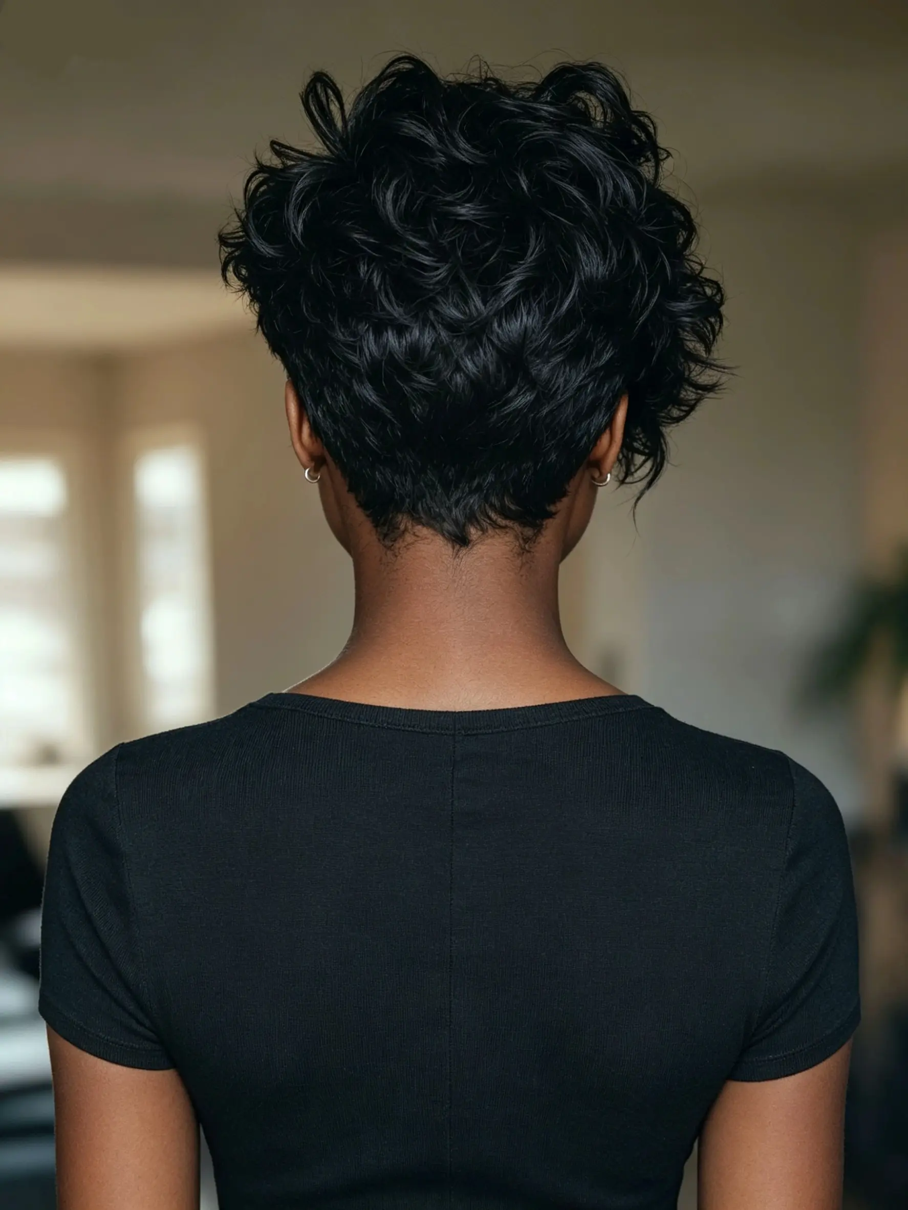 Pixie Short Curly Wig Machine Made Real Human Hair for Black Women