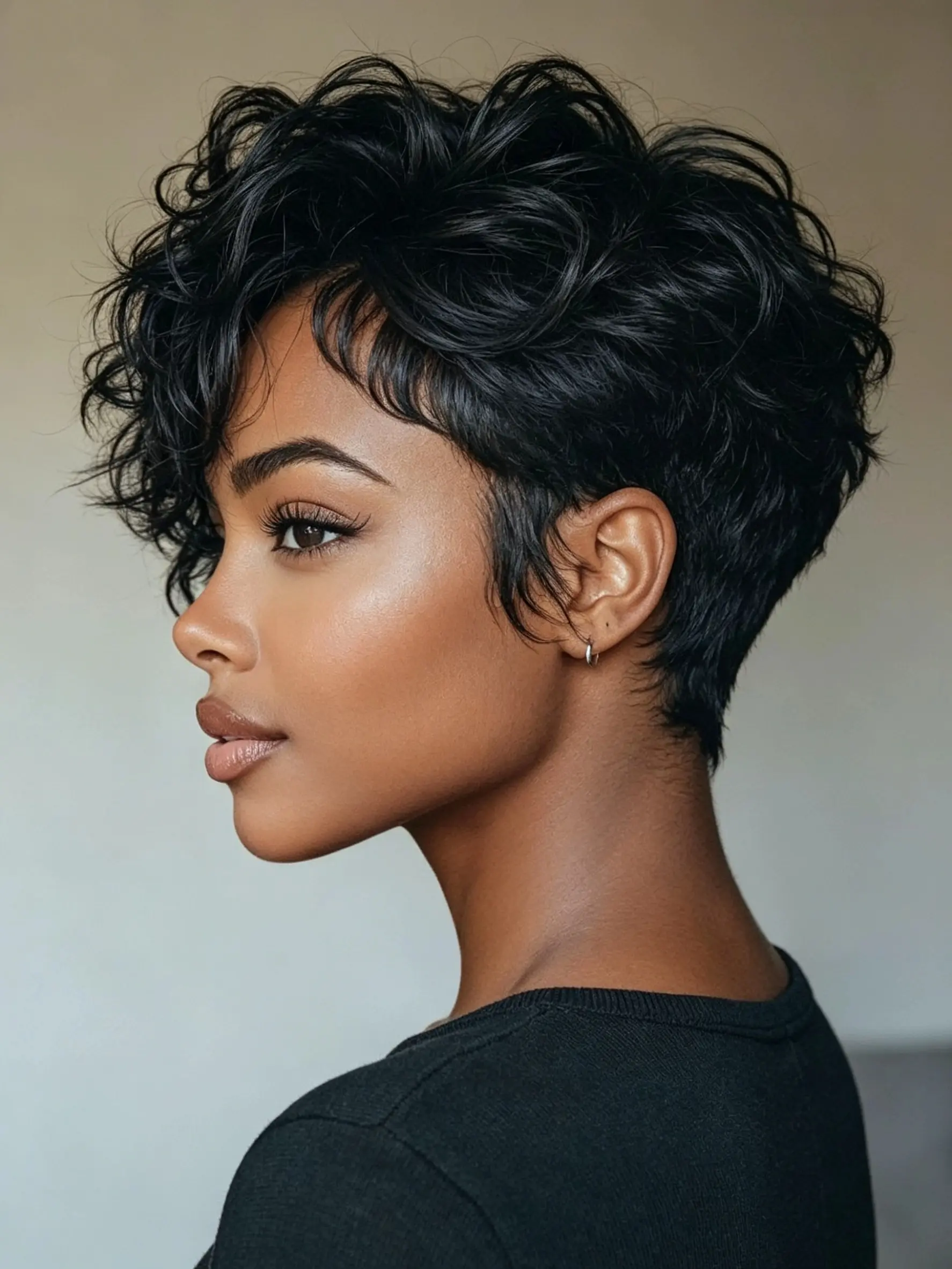 Pixie Short Curly Wig Machine Made Real Human Hair for Black Women