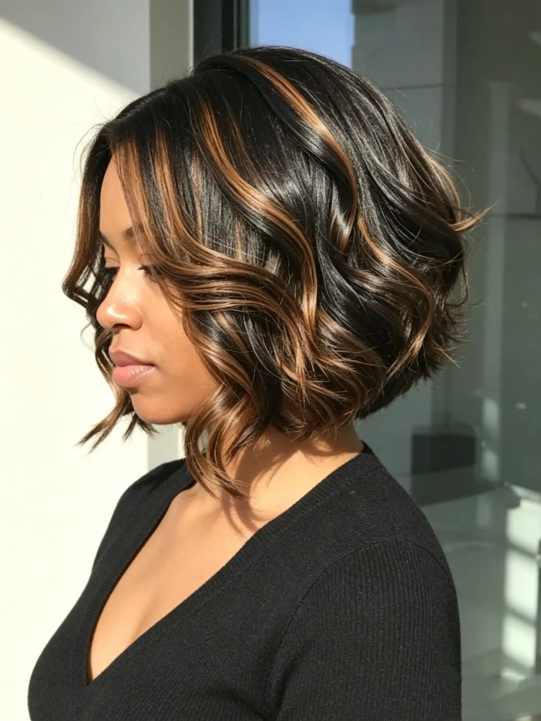 Ready to Wear Wigs Glueless Highlight Wavy Short Wigs for Black Women