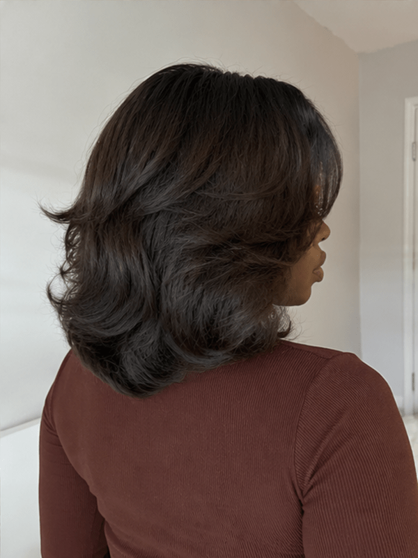Short Layered Bob Wig Human Hair Glueless – Fluffy Curtain Bang Bob Wig With Natural Volume For Women