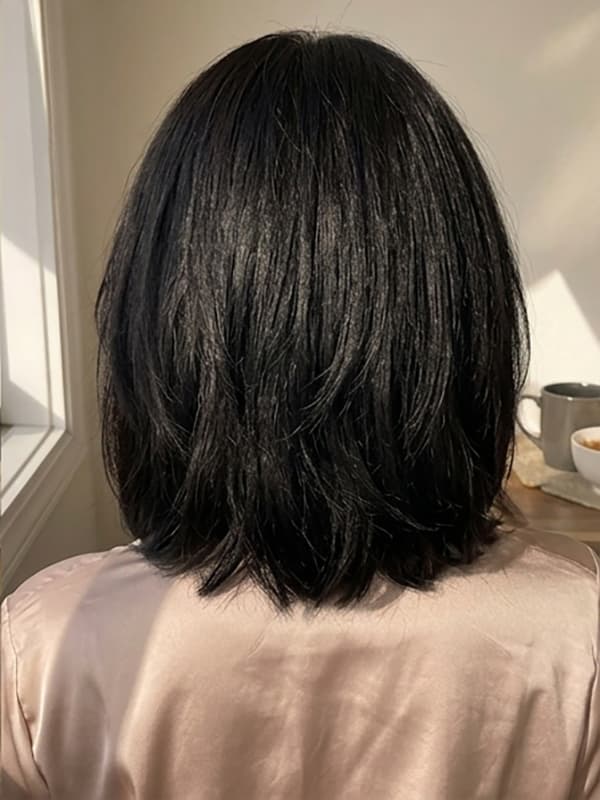 Soft Straight Bob with Curtain Bangs Glueless Human Hair Wigs