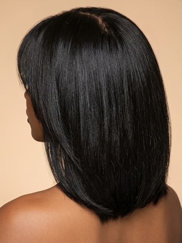 Soft Straight Bob with Curtain Bangs Glueless Human Hair Wigs