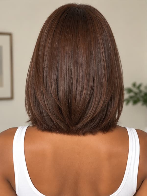 Soft Straight Bob with Curtain Bangs Glueless Human Hair Wigs
