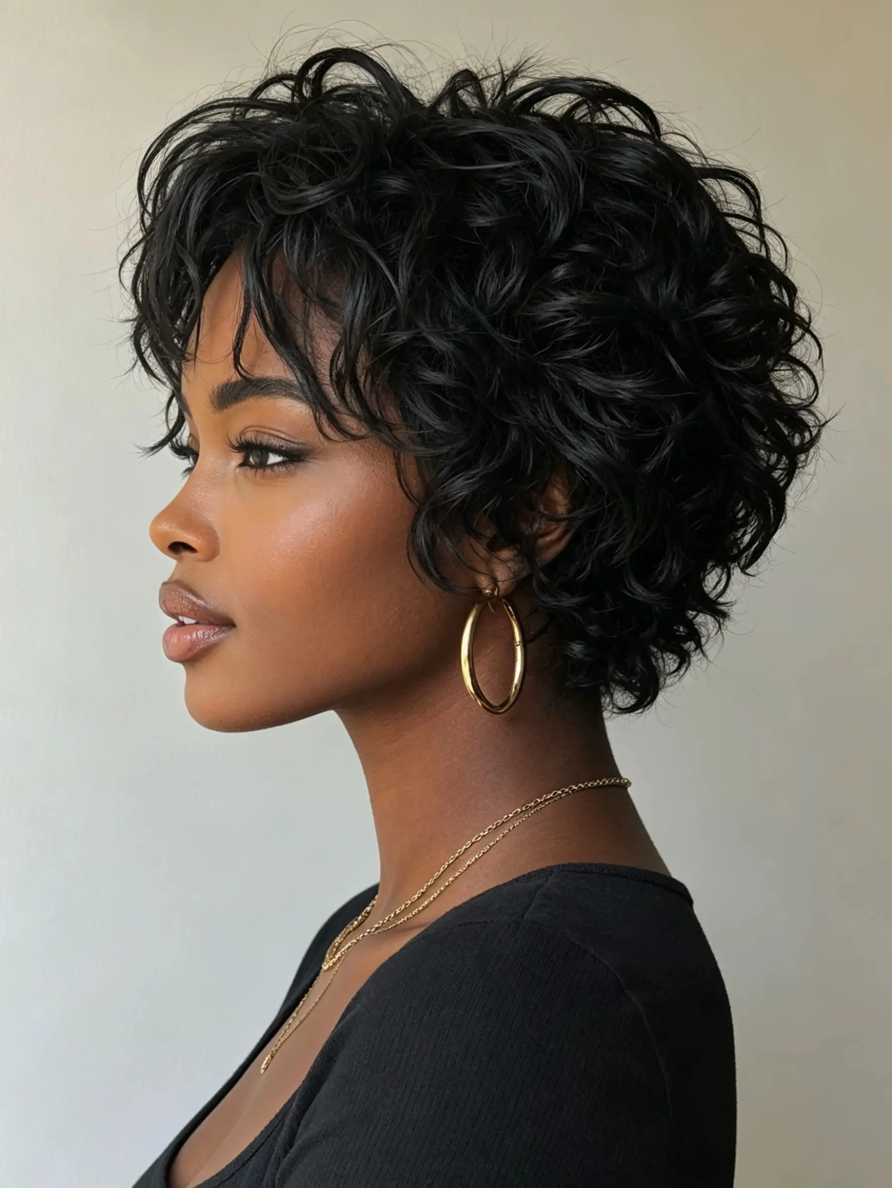 Throw On Wigs Pixie Cut Glueless Curly Wig Pre Plucked for Black Women