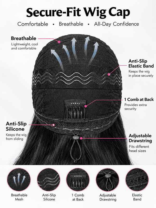 Wear and Go Silky Straight Wig Shoulder Length Natural Black Human Hair Wig