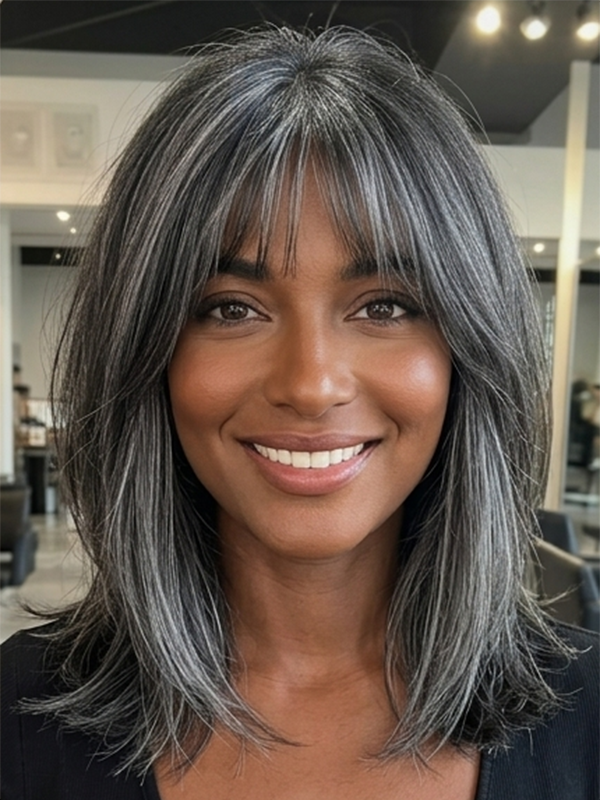 Verawig Salt and Pepper Natural Wave Human Hair Wig | Wear and Go Gray & Silver Blend