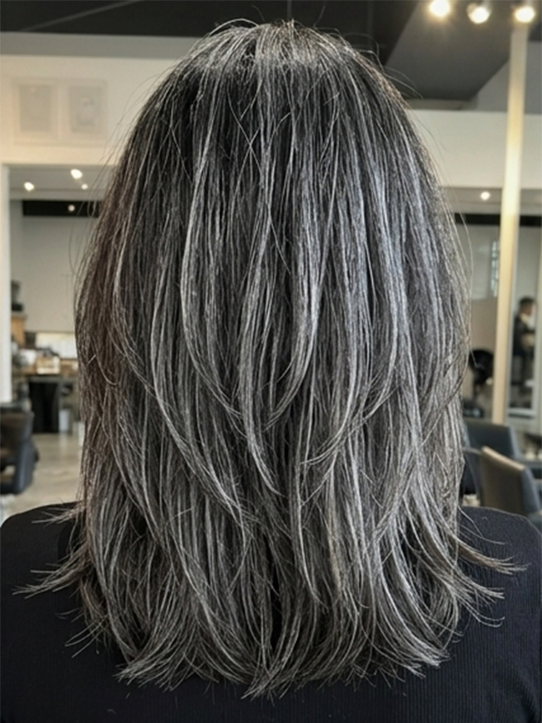 Verawig Salt and Pepper Natural Wave Human Hair Wig | Wear and Go Gray & Silver Blend