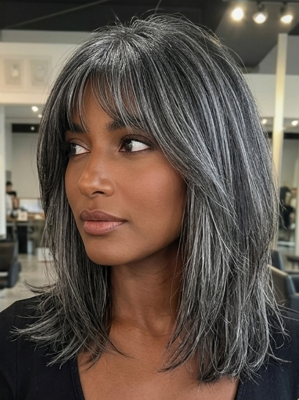 Verawig Salt and Pepper Natural Wave Human Hair Wig | Wear and Go Gray & Silver Blend
