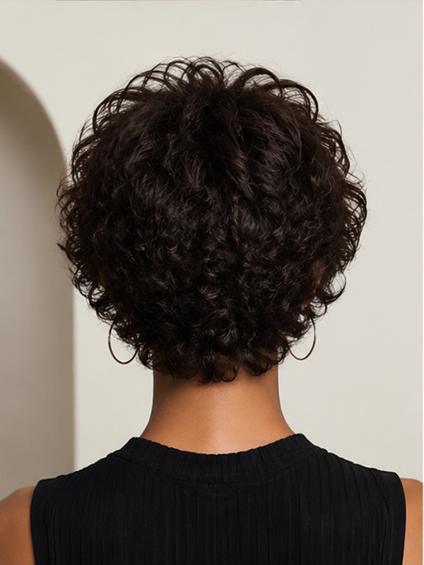Verawig Short Curly Wear & Go Machine Made Human Hair Wig