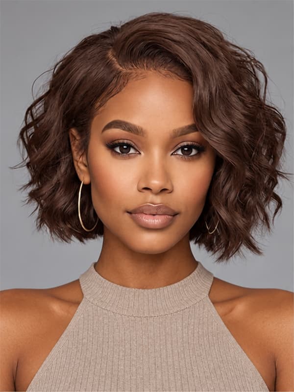 Wavy Short Wigs with Side Part Wear and Go Lace Wigs