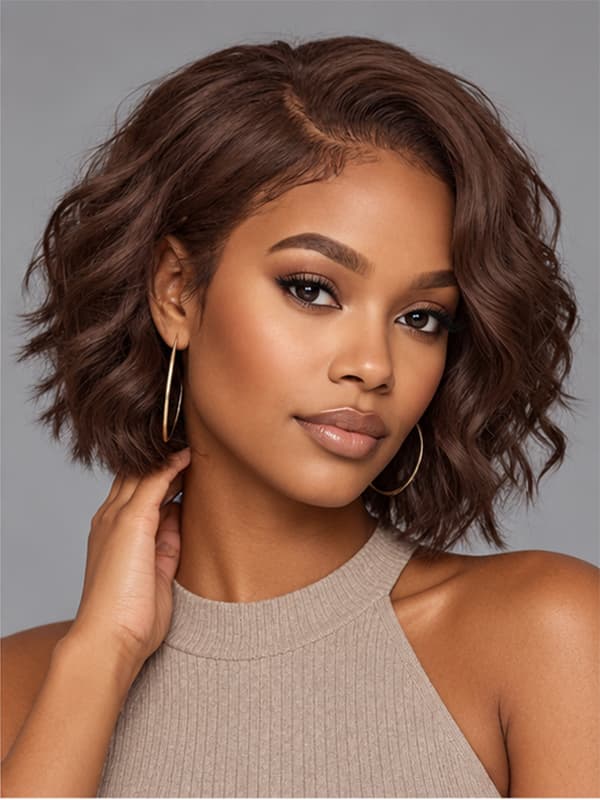 Wavy Short Wigs with Side Part Wear and Go Lace Wigs