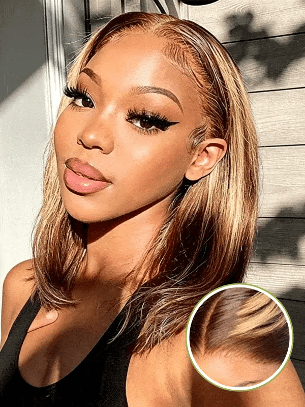 Blonde Highlight Straight Wig - Wear & Go Glueless Human Hair Wig