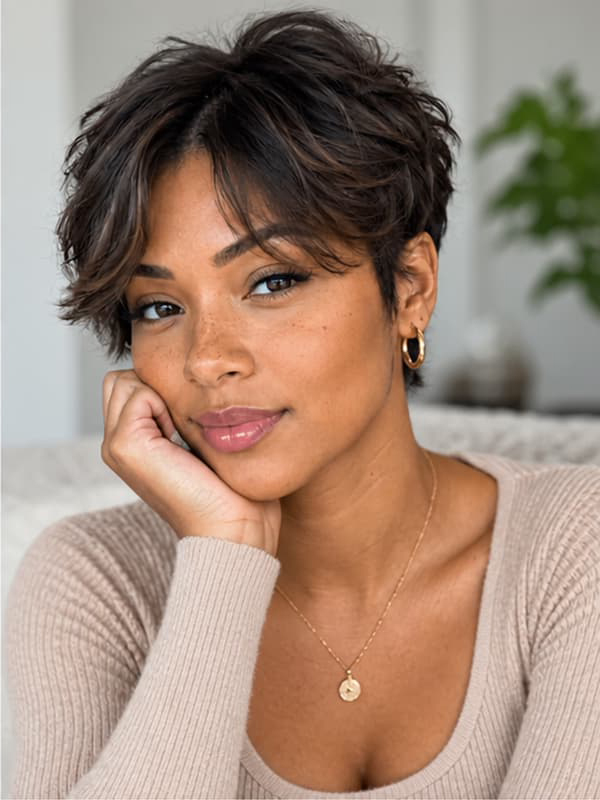 Wear and Go Bob Wig Highlighted Pixie Cut Wig Human Hair