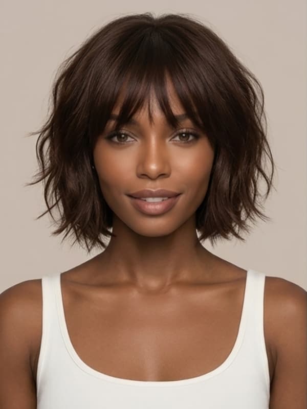 Wear and Go Bob Wigs with Bangs Pixie Cut Human Hair Wigs