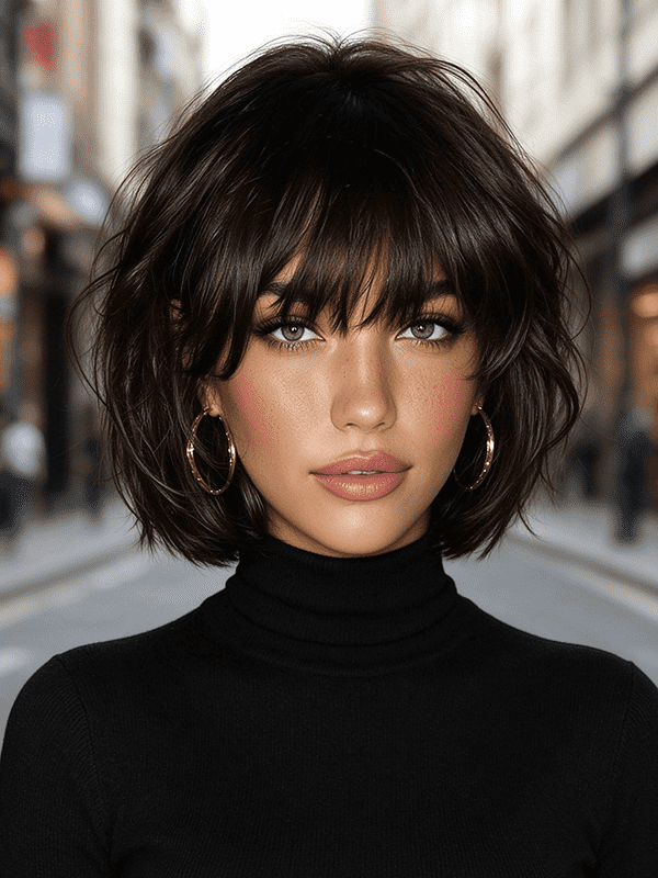Wear and Go Bob Wigs with Bangs Pixie Cut Human Hair Wigs