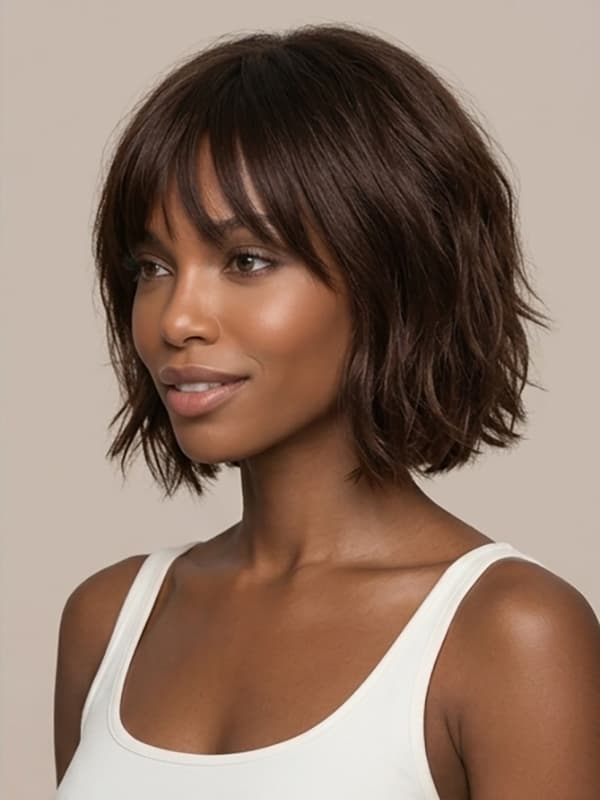 Wear and Go Bob Wigs with Bangs Pixie Cut Human Hair Wigs