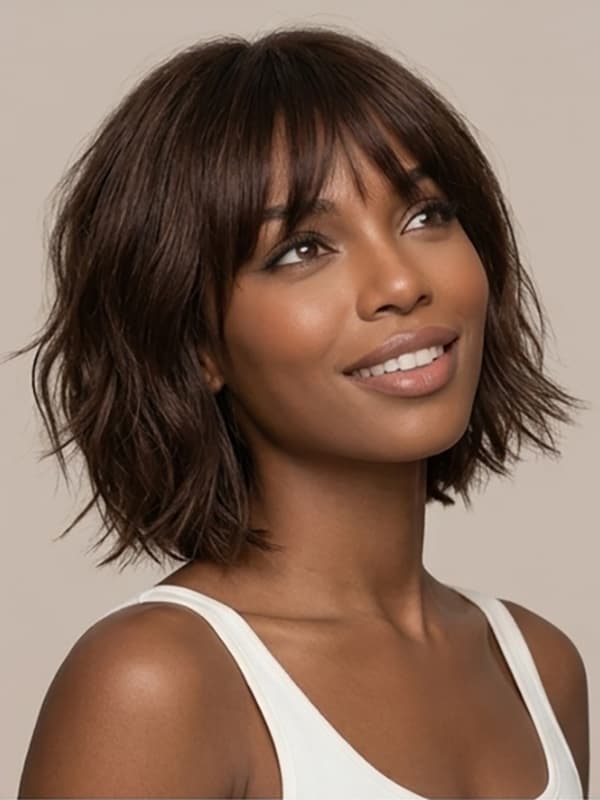 Wear and Go Bob Wigs with Bangs Pixie Cut Human Hair Wigs