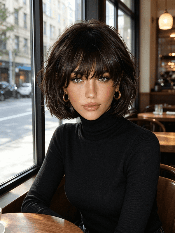 Wear and Go Bob Wigs with Bangs Pixie Cut Human Hair Wigs