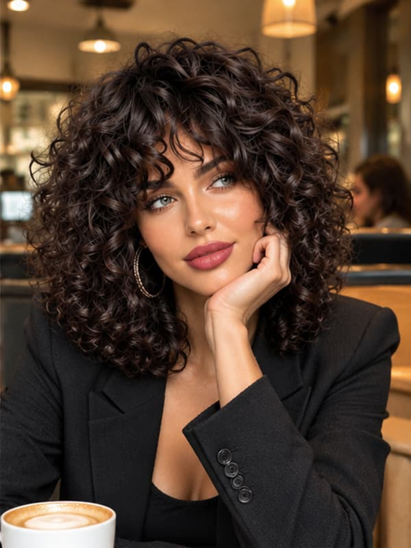 Wear and Go Bouncy Curly Bob Wig Beginner Friendly Brown Hair