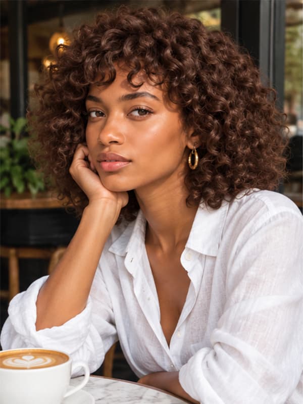 Wear and Go Brown Loose Curly Wig Machine Made Human Hair Wigs