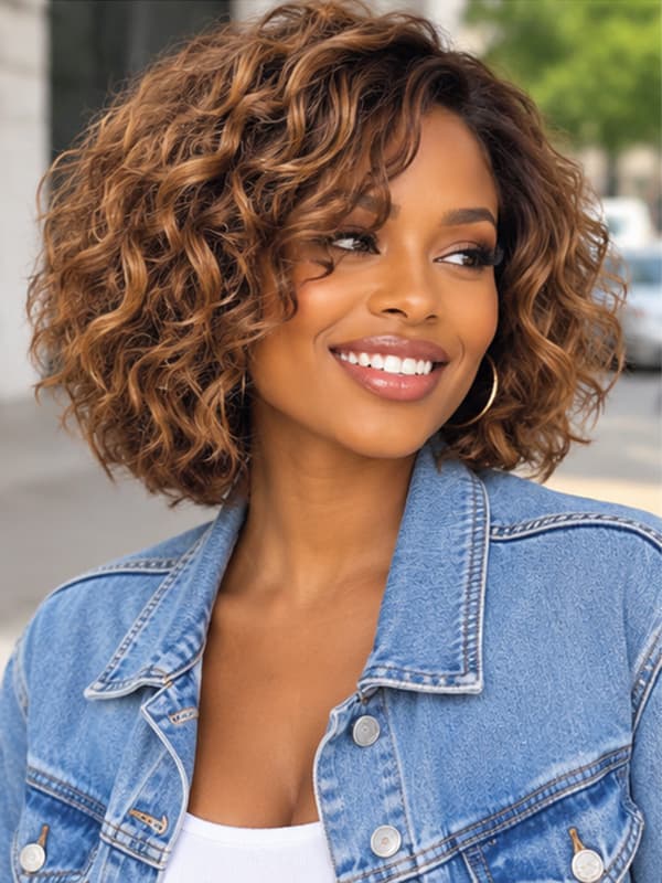 Wear and Go Highlight Short Curly Hair Beginner Friendly Human Hair