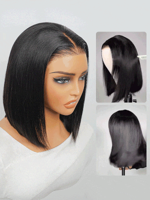 Wear and Go Silky Straight Wig Shoulder Length Natural Black Human Hair Wig