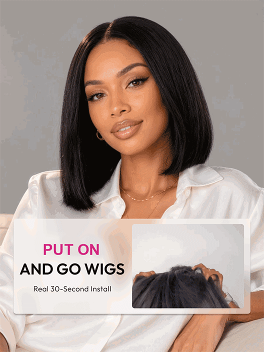 Wear and Go Silky Straight Wig Shoulder Length Natural Black Human Hair Wig