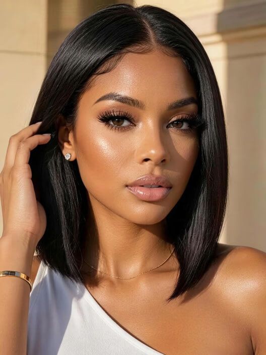 Wear and Go Silky Straight Wig Shoulder Length Natural Black Human Hair Wig