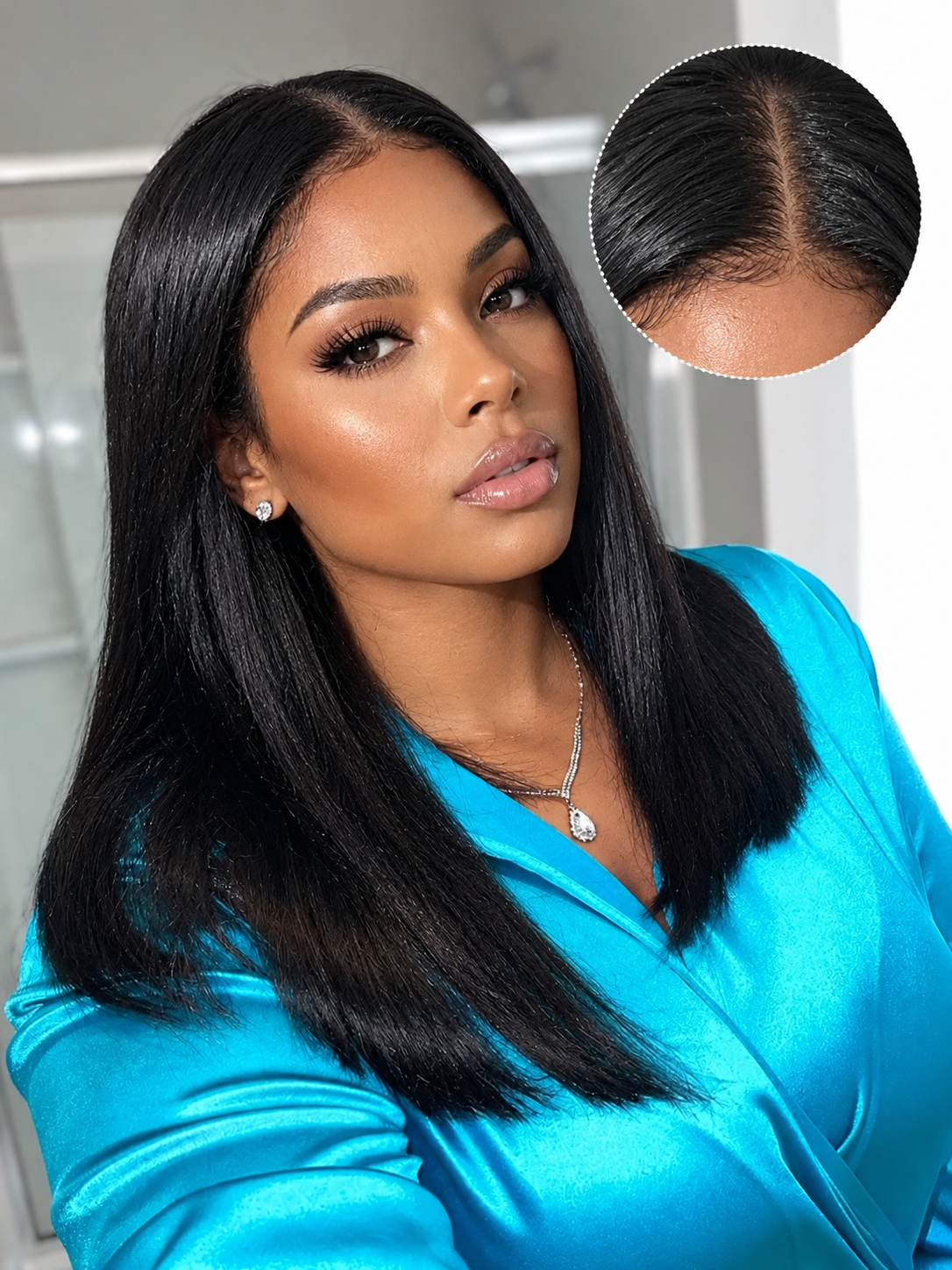 Wear and Go Silky Straight Wig Shoulder Length Natural Black Human Hair Wig