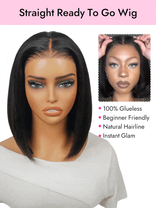Wear and Go Silky Straight Wig Shoulder Length Natural Black Human Hair Wig