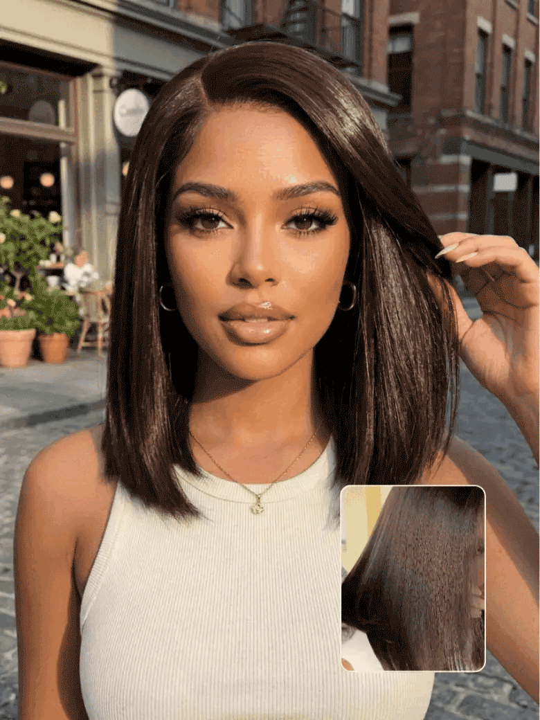 Wear and Go Silky Straight Wig Shoulder Length Natural Black Human Hair Wig