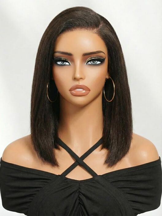 Wear and Go Silky Straight Wig Shoulder Length Natural Black Human Hair Wig