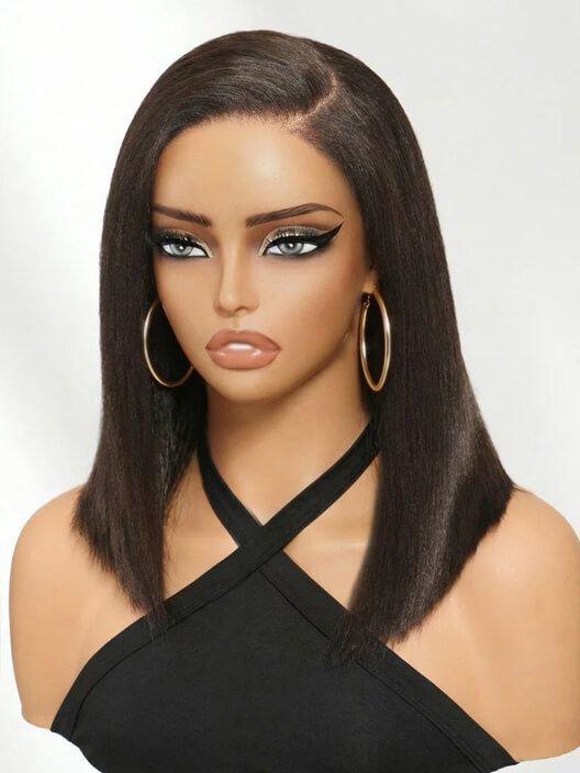 Wear and Go Silky Straight Wig Shoulder Length Natural Black Human Hair Wig
