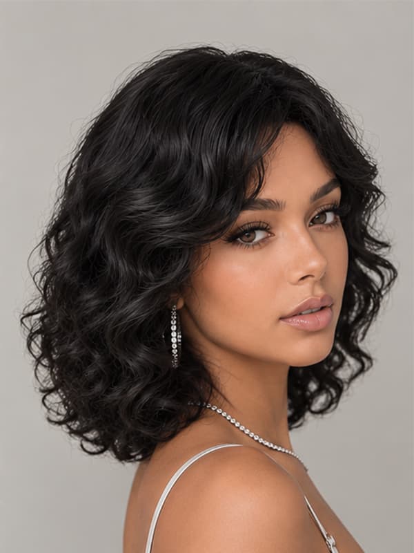 Wear and Go Pixie Cut Curly Bob Wig 5x5 Drawstring Cap Human Hair