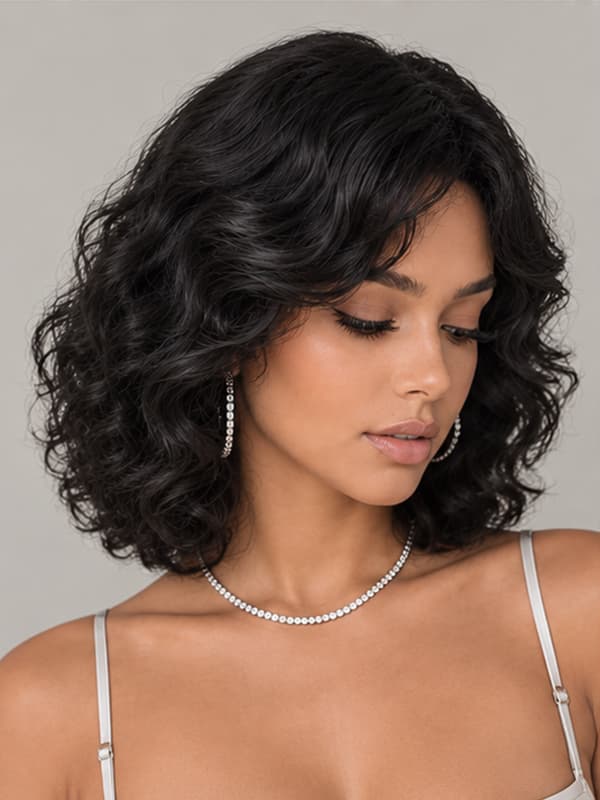 Wear and Go Pixie Cut Curly Bob Wig 5x5 Drawstring Cap Human Hair