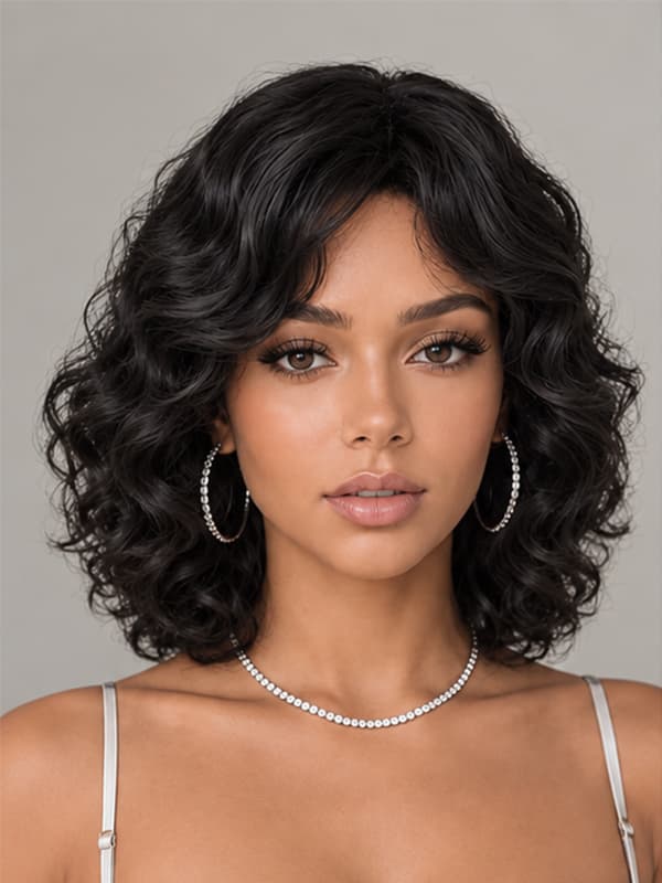 Wear and Go Pixie Cut Curly Bob Wig 5x5 Drawstring Cap Human Hair
