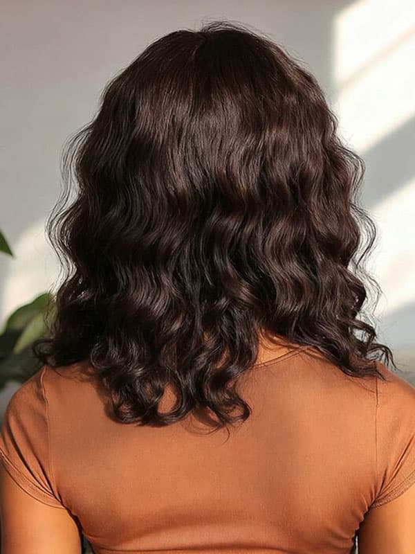 Wear and Go Wig Light Weight Body Wave Bangs Wig Real Human Hair