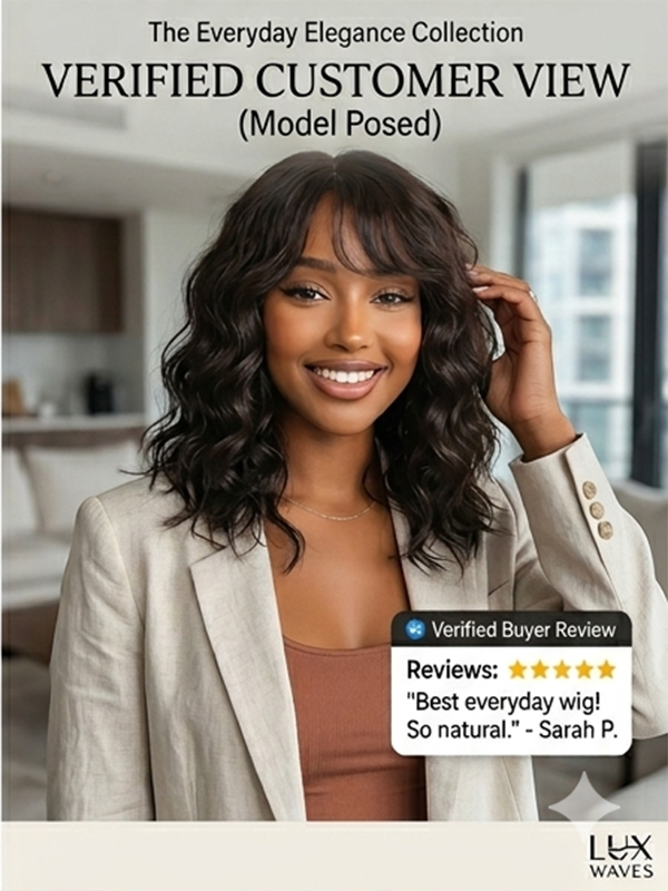 Wear and Go Wig Light Weight Body Wave Bangs Wig Real Human Hair