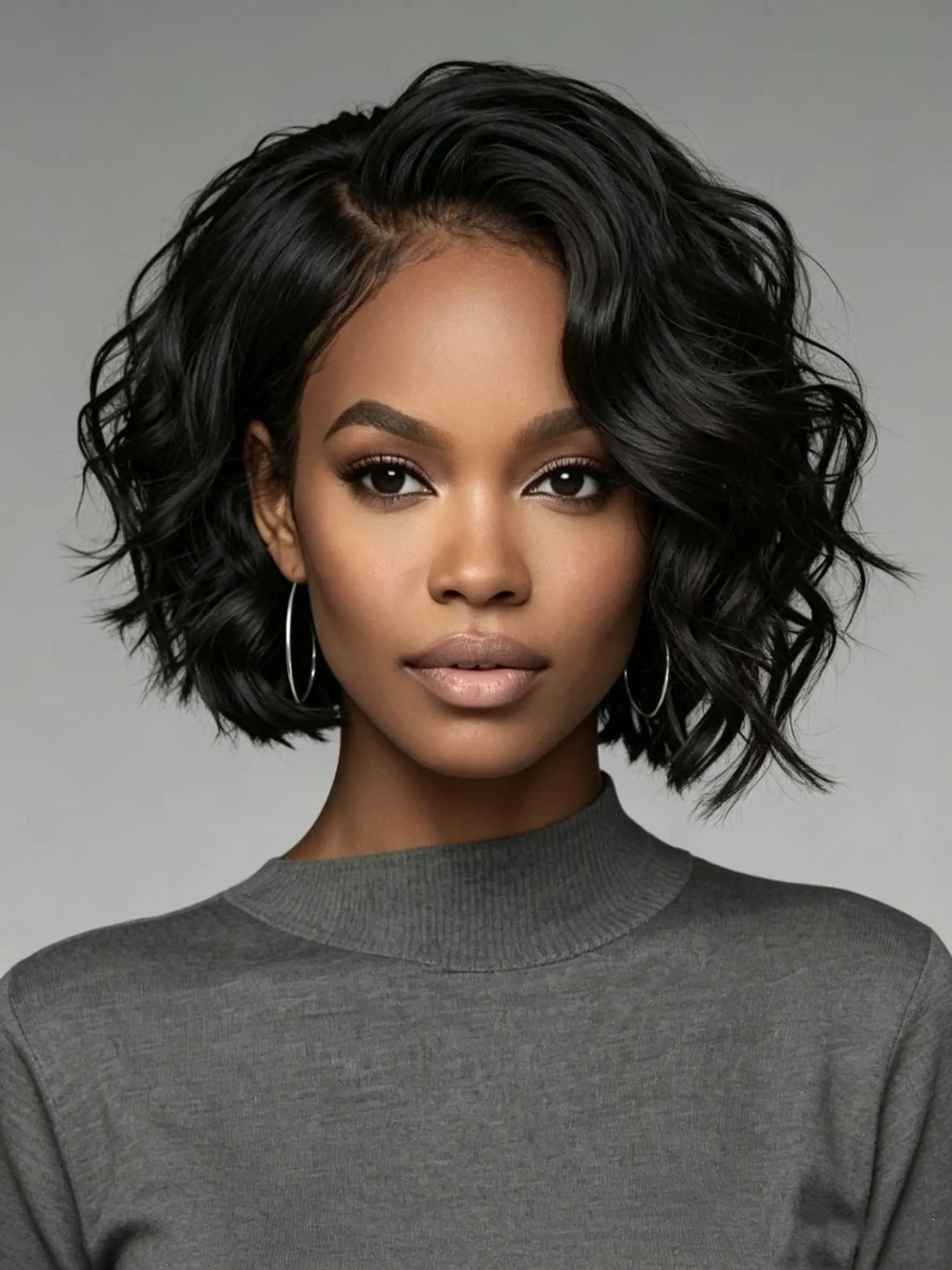 Wear and Go Wigs Elegant Hairstyles Wavy Bob Wigs with Side Part Human Hair Wigs