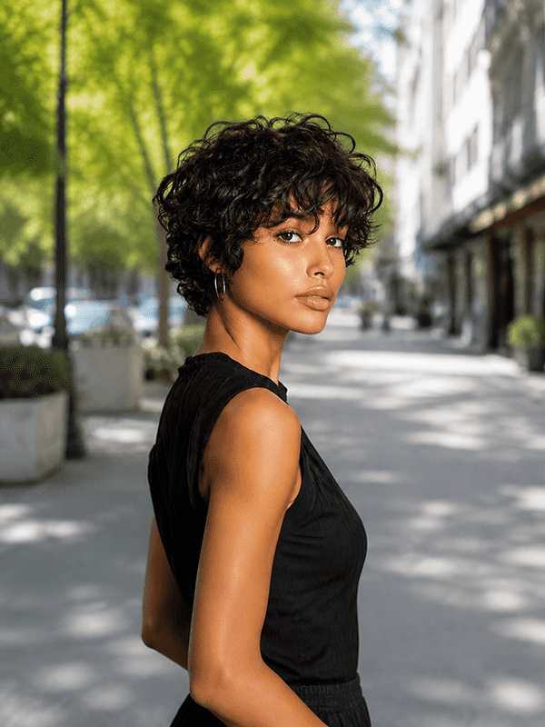 Verawig Short Curly Wear & Go Machine Made Human Hair Wig