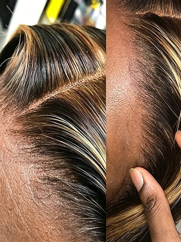 Blonde Highlight Straight Wig - Wear & Go Glueless Human Hair Wig
