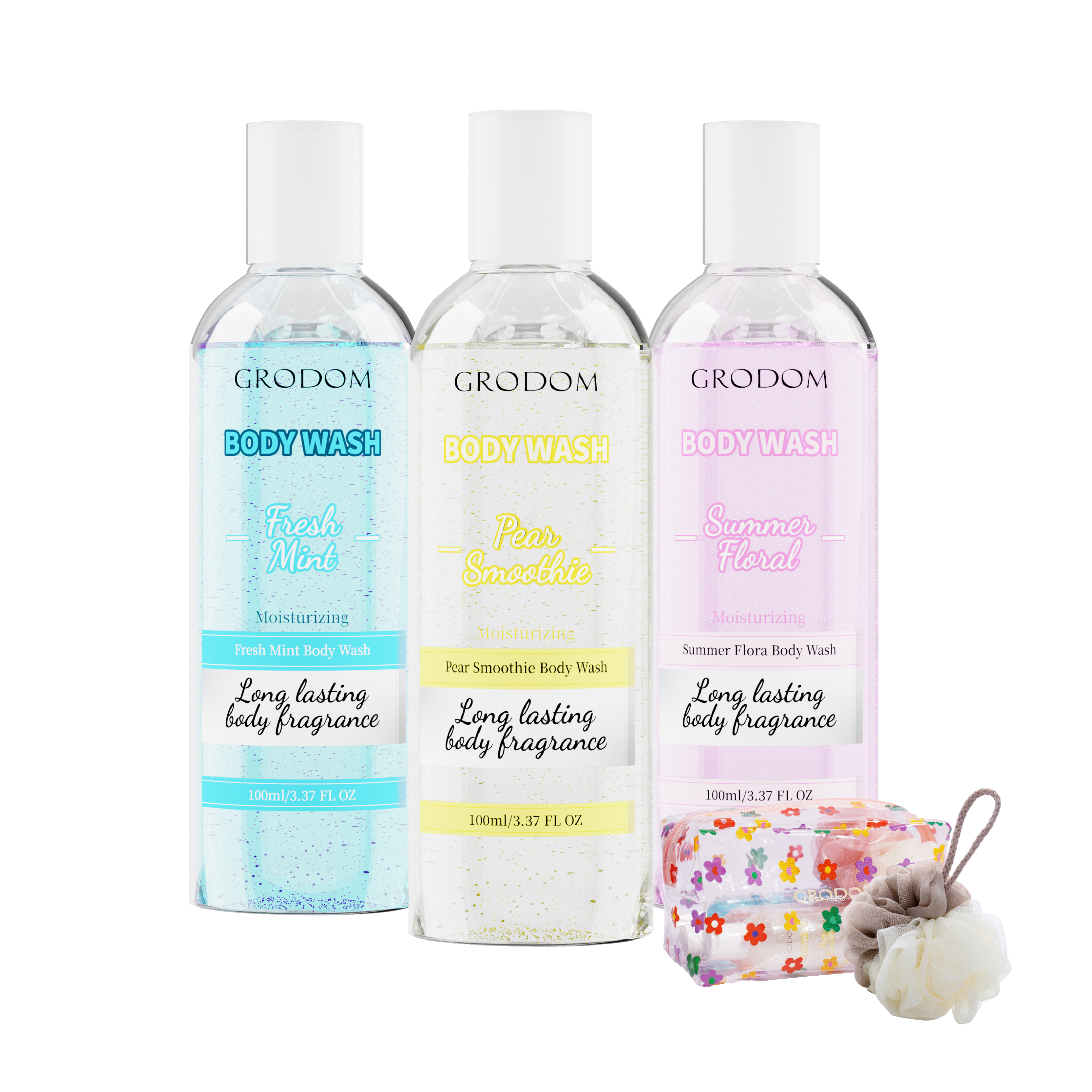 3PCS Long-Lasting Body Fragrance Body Wash Set - Fresh Mint, Pear Smoothie, Summer Floral