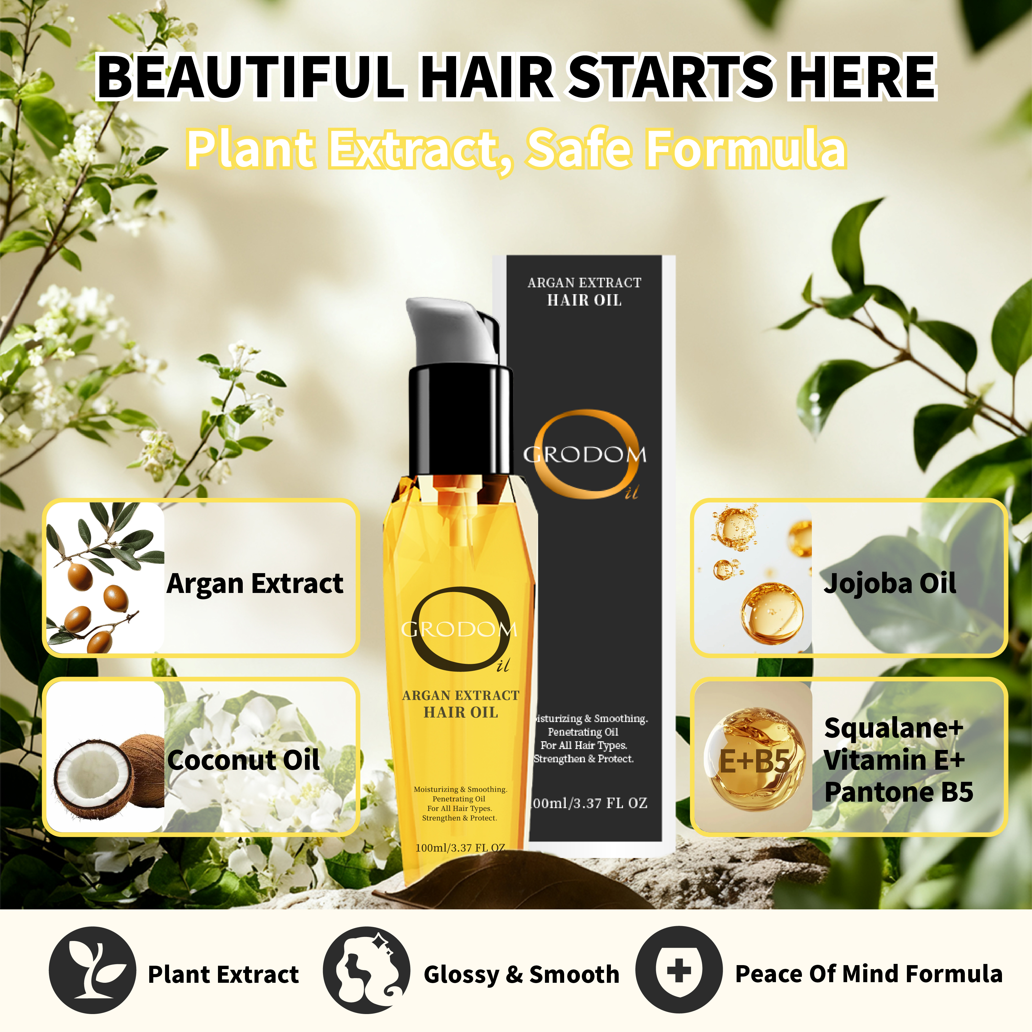 Argan Extract Hair Oil 100ml/3.37fl.oz - 100% Pure, Raw & Natural Blend with Coconut Oil