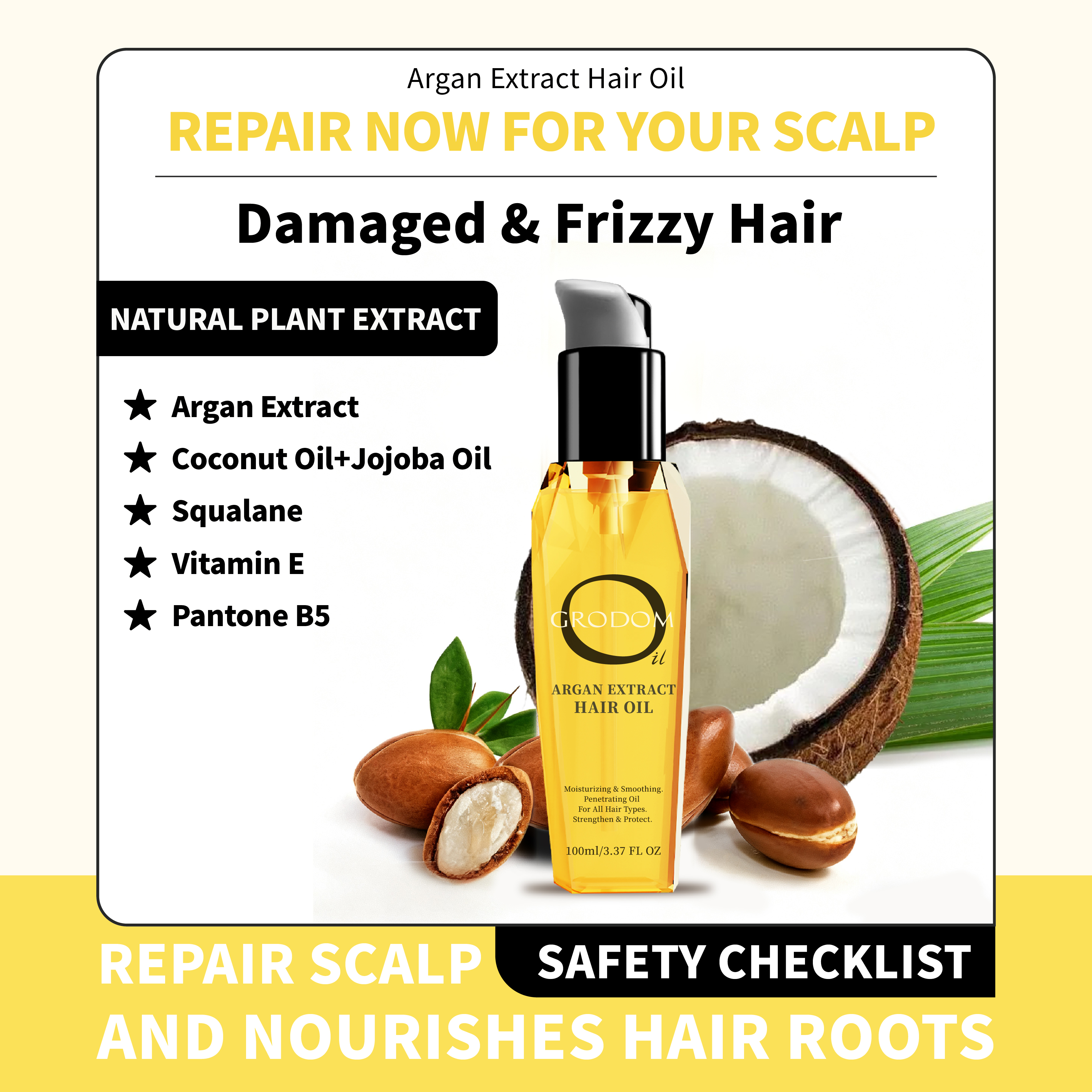 Argan Extract Hair Oil 100ml/3.37fl.oz - 100% Pure, Raw & Natural Blend with Coconut Oil