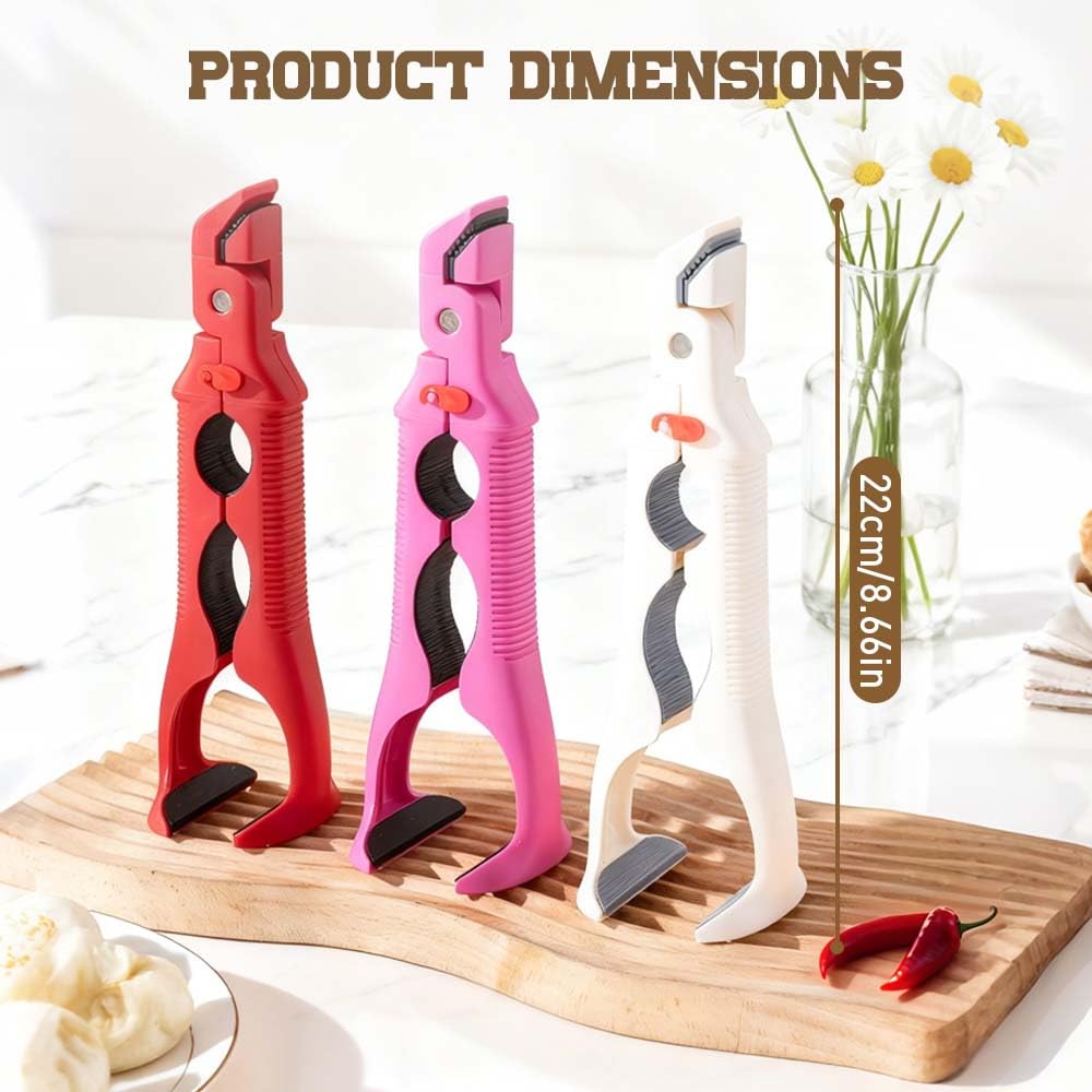 3-in-1 Dual-Head Silicone Hot Plate Gripper Tongs, Compact Heat-Resistant Non-Slip Kitchen Utensils with Locking Handle, Anti-Scald Tool for Hot Dishes, Jars & Storage Trays