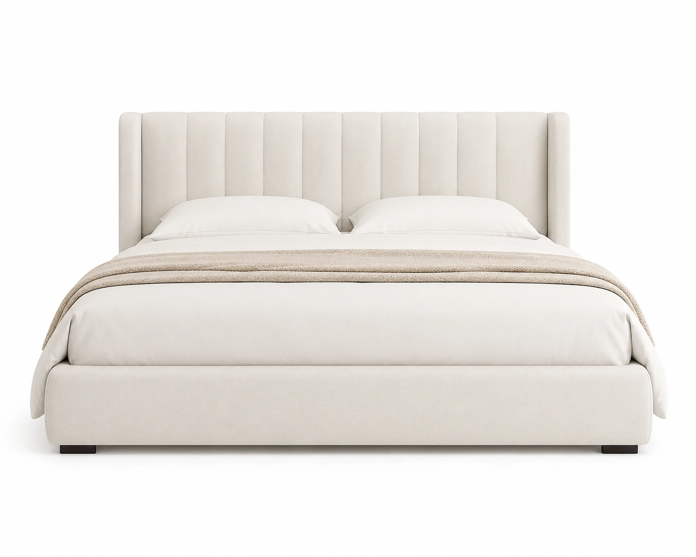 Cama de madera clara estilo nórdico-hemboria
